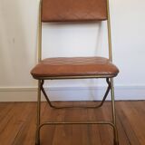 Chaise pliante lafuma vintage en cuir