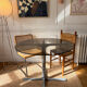 Dining table in metal and smoked glass Roche Bobois