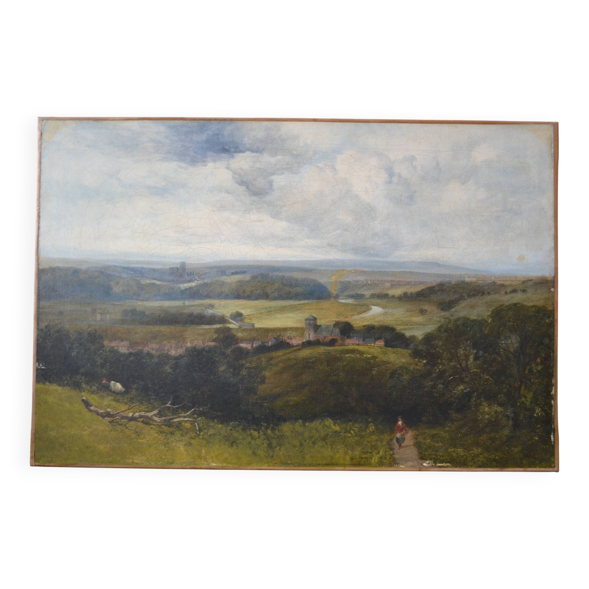 James Peel (1811-1906) Extensive view of Durham from Shincliffe Hill HST