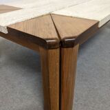 Elm and travertine coffee table from the 70s/80s