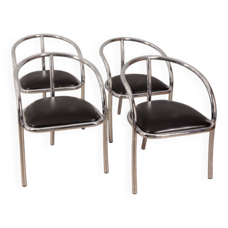 Lot de 4 chaises vintage des années 70 tripodi design italien