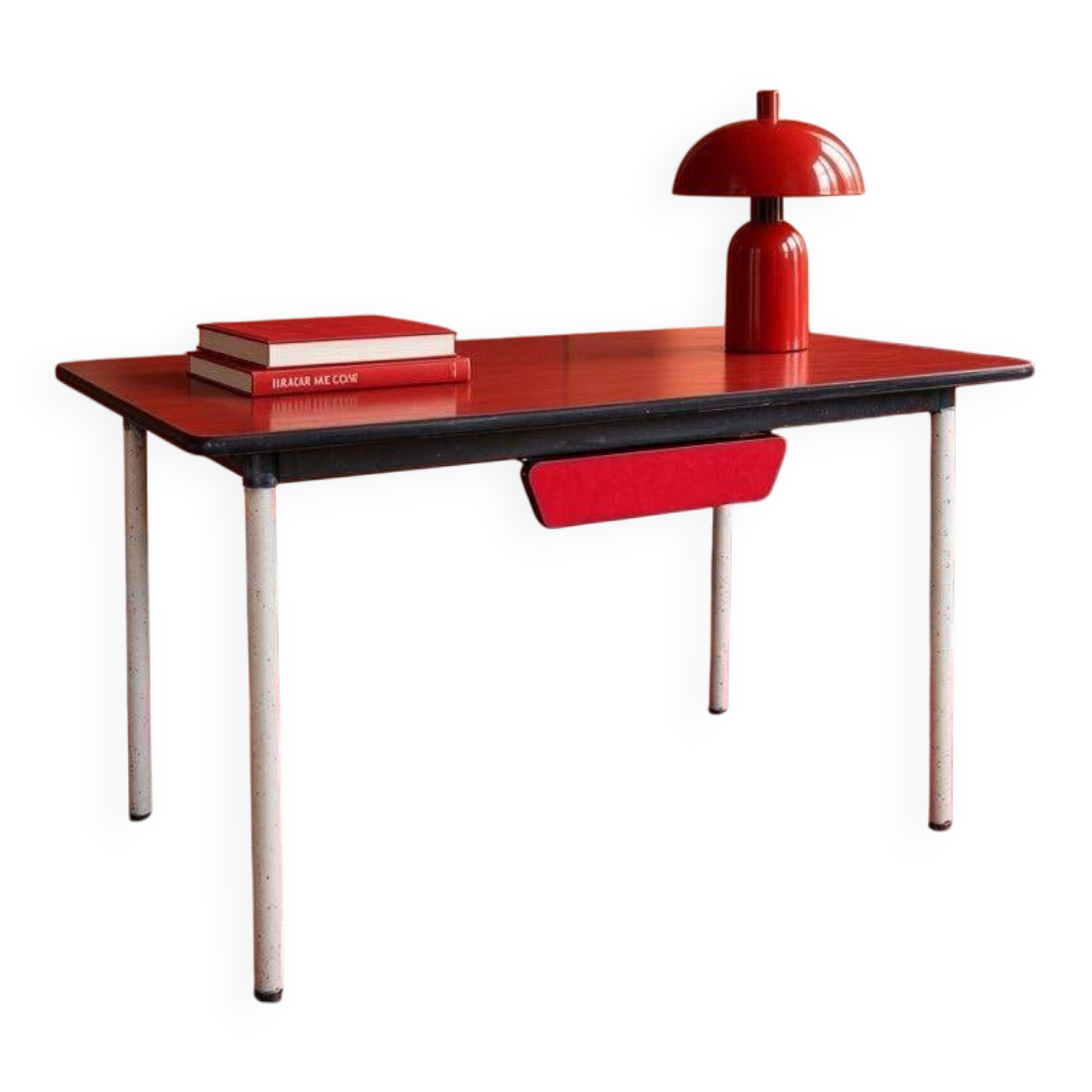 Vintage side table/desk in red formica.
