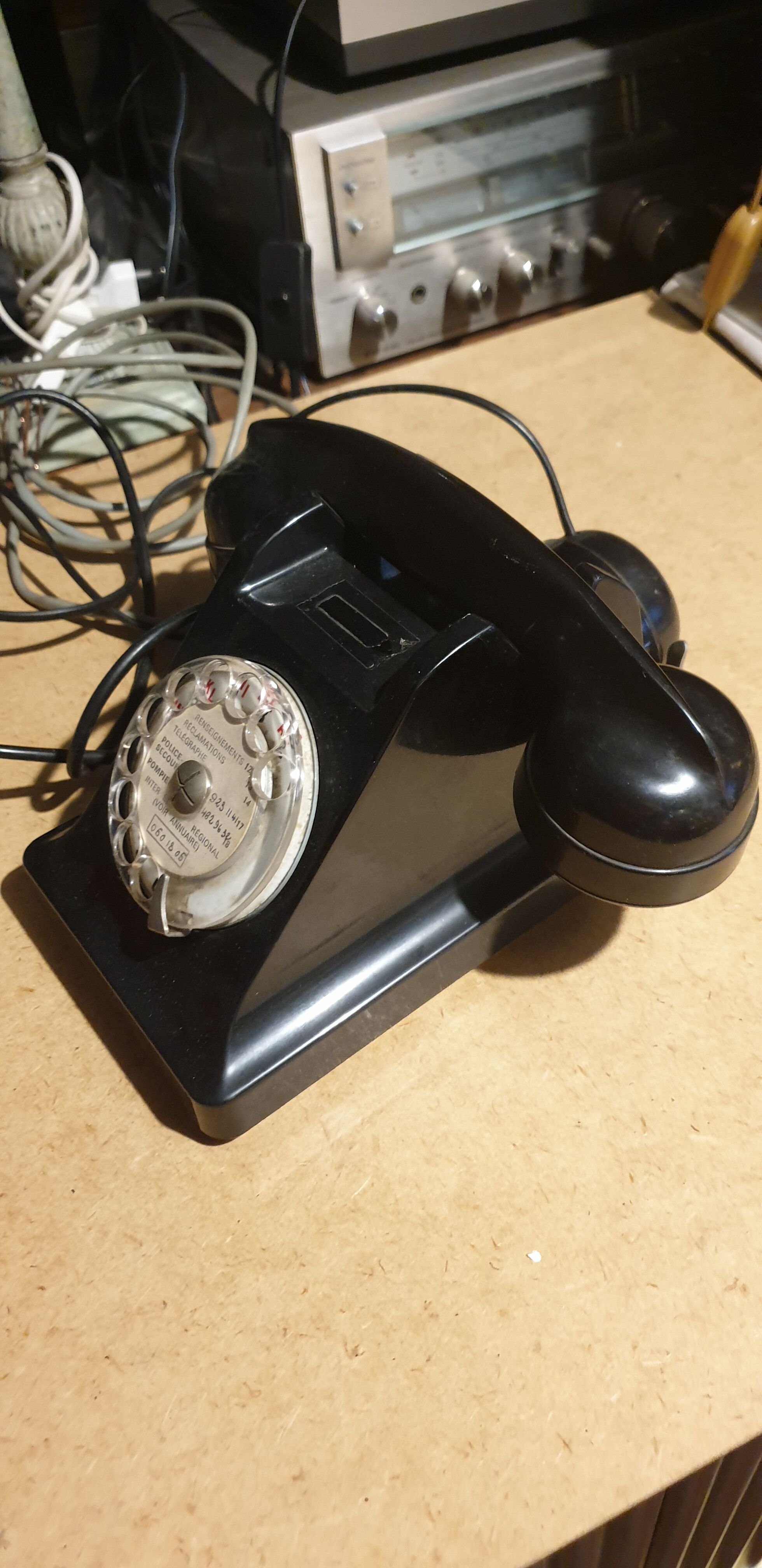 Old fixed phone black bakelite