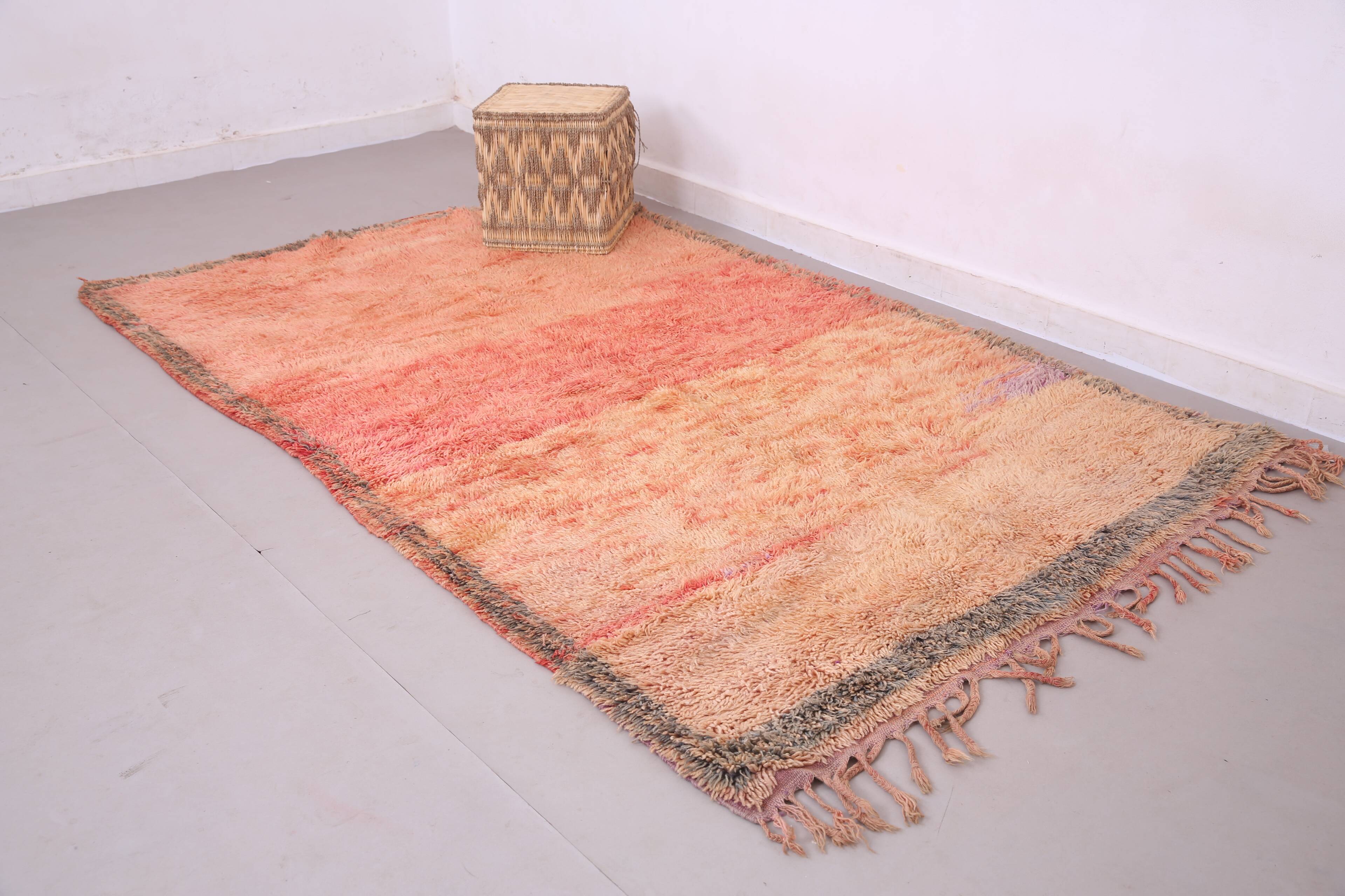 Peach Vintage Moroccan Rug 160 x 260 cm - Berber Wool Rug - Handmade Rug