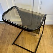 Piece of sofa smoked glass and fabric 70s