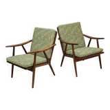 Pair of green flower boomerang armchairs by Antonin Suman for Ton (Thonet)
