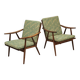 Paire de fauteuils boomerang vert fleur Antonin Suman pour Ton (Thonet)
