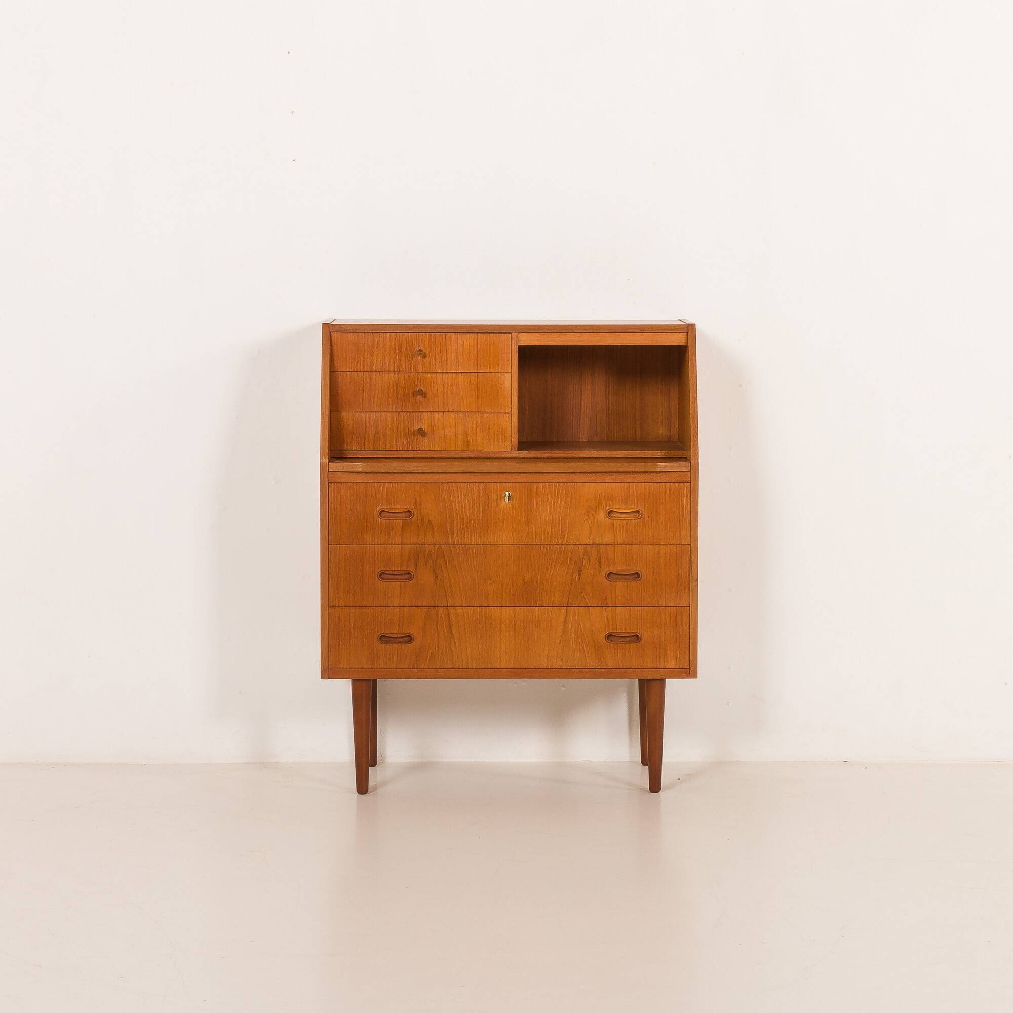 Danish teak secretaire with hidden vanity, 1960s