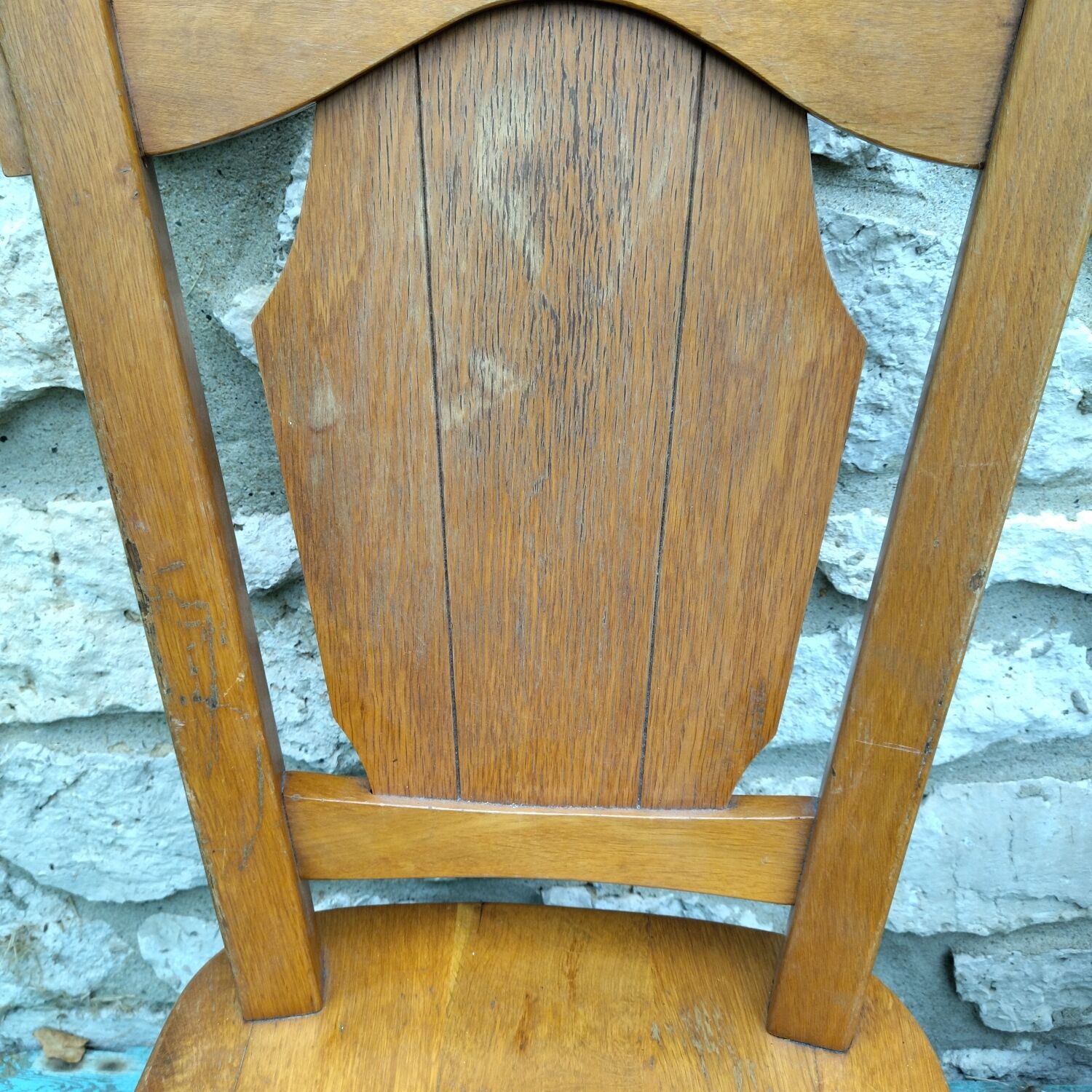 Pair of neo-rustic 60s solid wood chairs