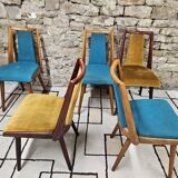 Set of 5 vintage spindle foot bistro chairs 1960"