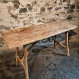 Table de toilette ou bureau d'écriture français ancien en châtaignier et peuplier, vers 1900