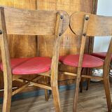 Ensemble de 4 chaises en bois et vinyle rouge