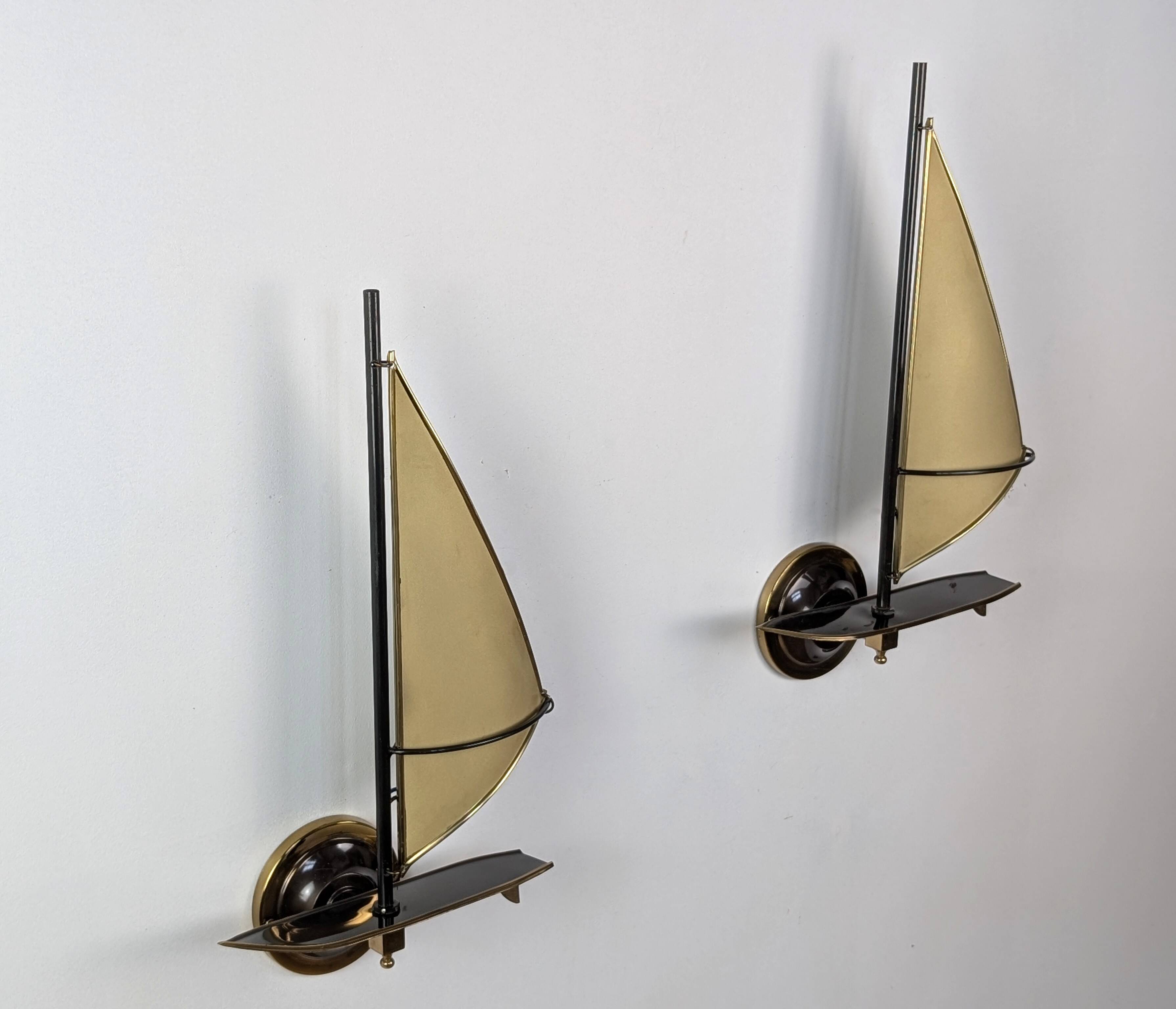 Pair of "sailboat" wall lights