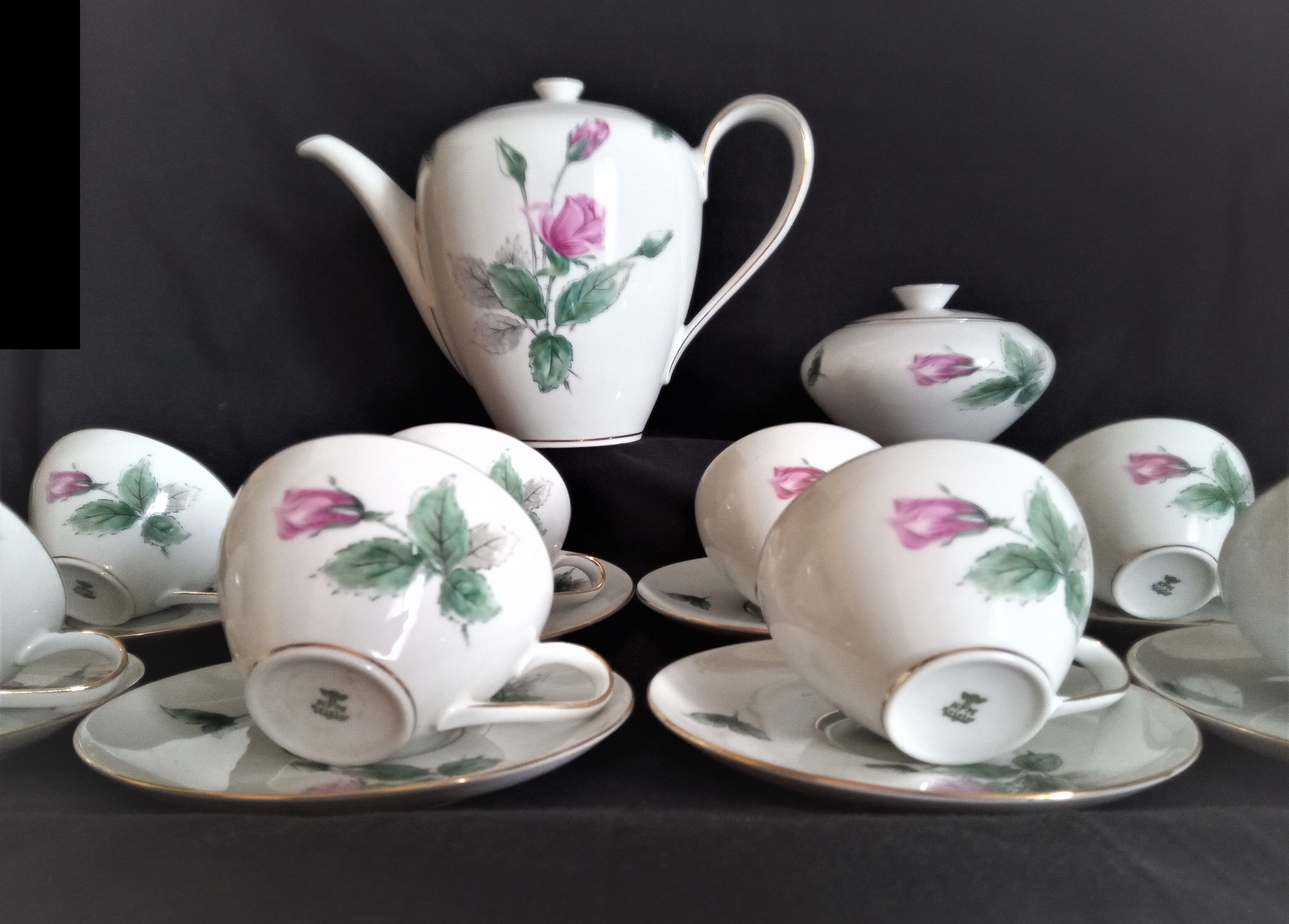 KPM Krister porcelain coffee service for 9 people, Germany