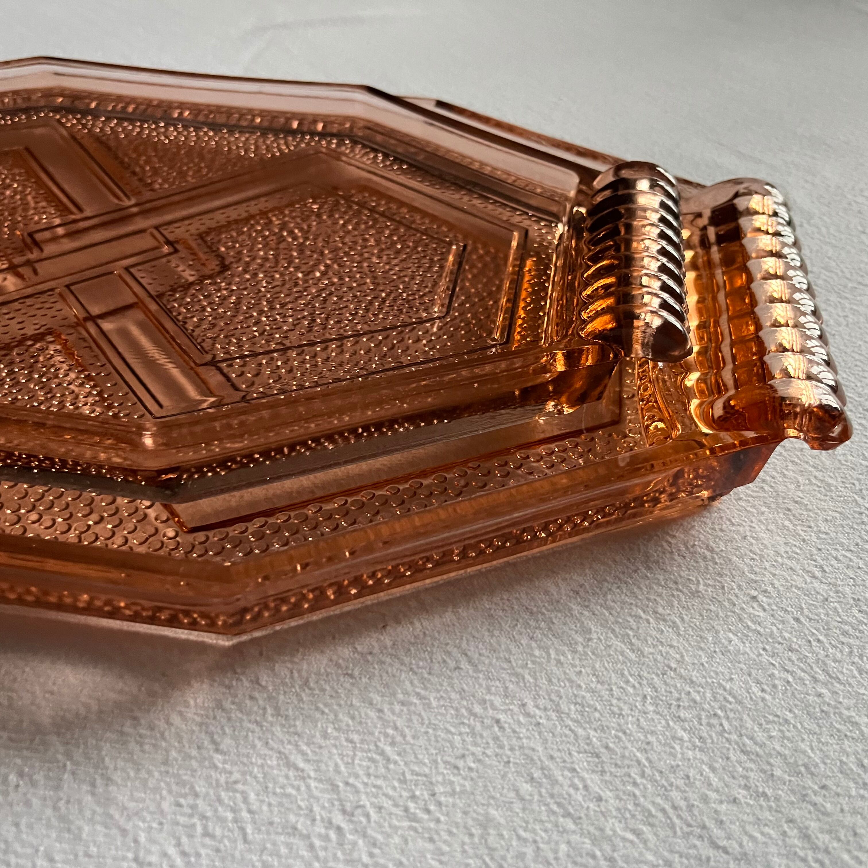 Set of 2 Art Deco glass trays