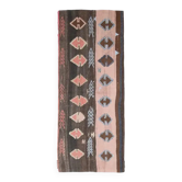 Tapis kilim vintage turc Oushak fait main rose des années 1970 88x229