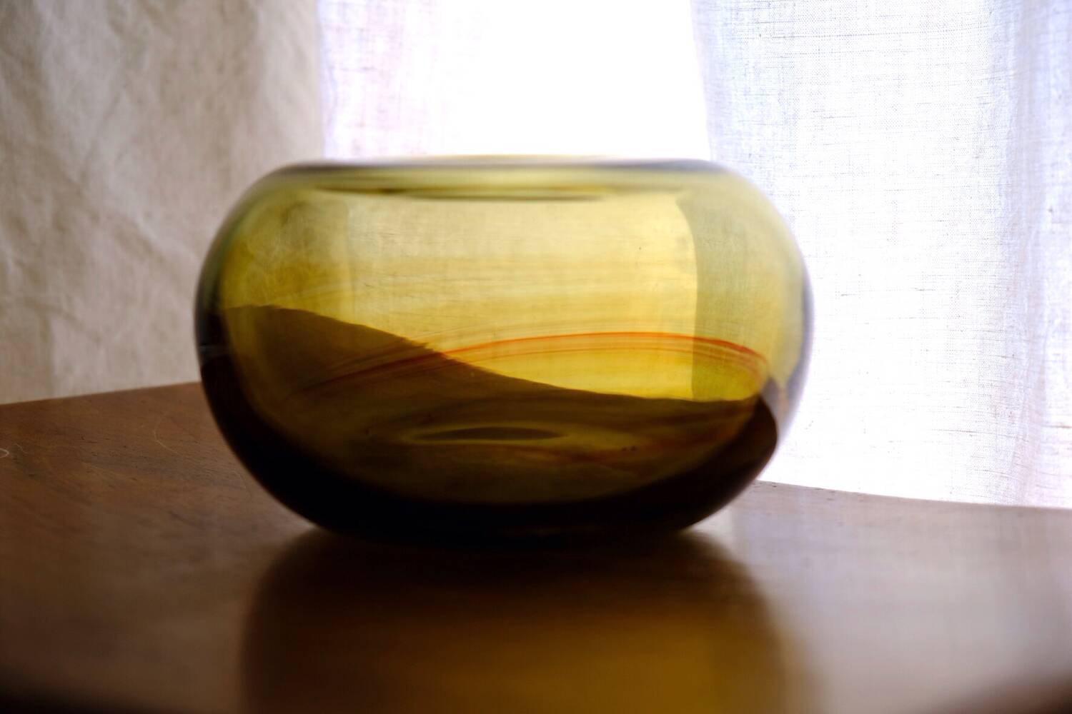 Blown glass ball vase by Claude Morin, Dieulefit France 1979