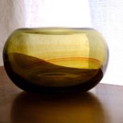 Blown glass ball vase by Claude Morin, Dieulefit France 1979