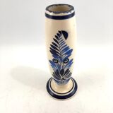 Breton white and blue vase with floral decoration Quimper Ile d'Oléron