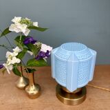 Vintage art deco globe table lamp in blue opaline