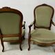 Pair of Louis XV style armchairs in solid walnut, 20th century.