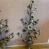 Pair of gilded bronze church candelabras.