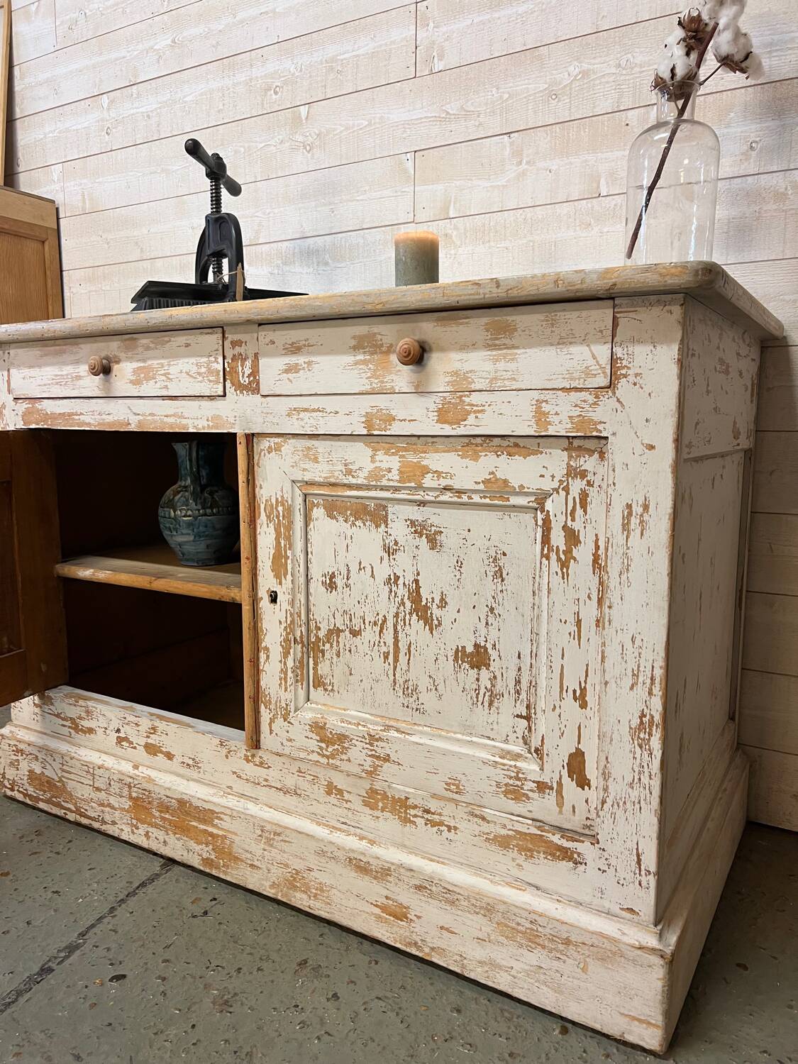 White patinated buffet