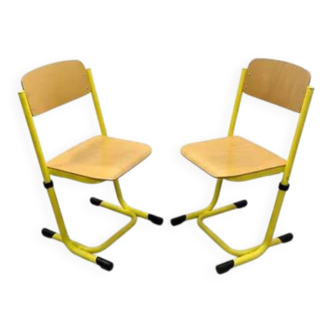 Retro chairs, metal & veneer, 1980s (set of 2)