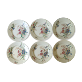 Set of 6 plates Blueberry decor Luneville France, 1900