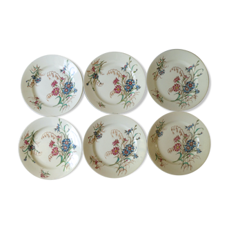 Set of 6 plates Blueberry decor Luneville France, 1900