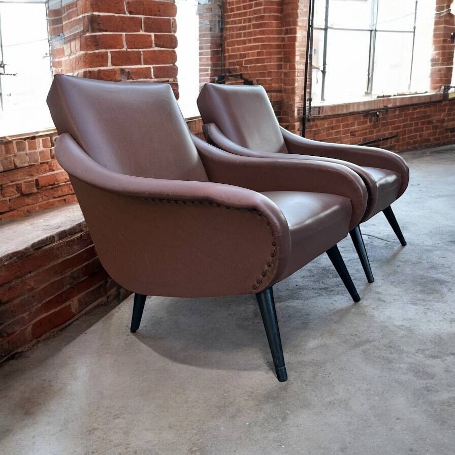 2 Vintage Armchairs - Mid Century Modern Style