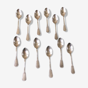 Box of 12 teaspoons in silver metal Frionnet François