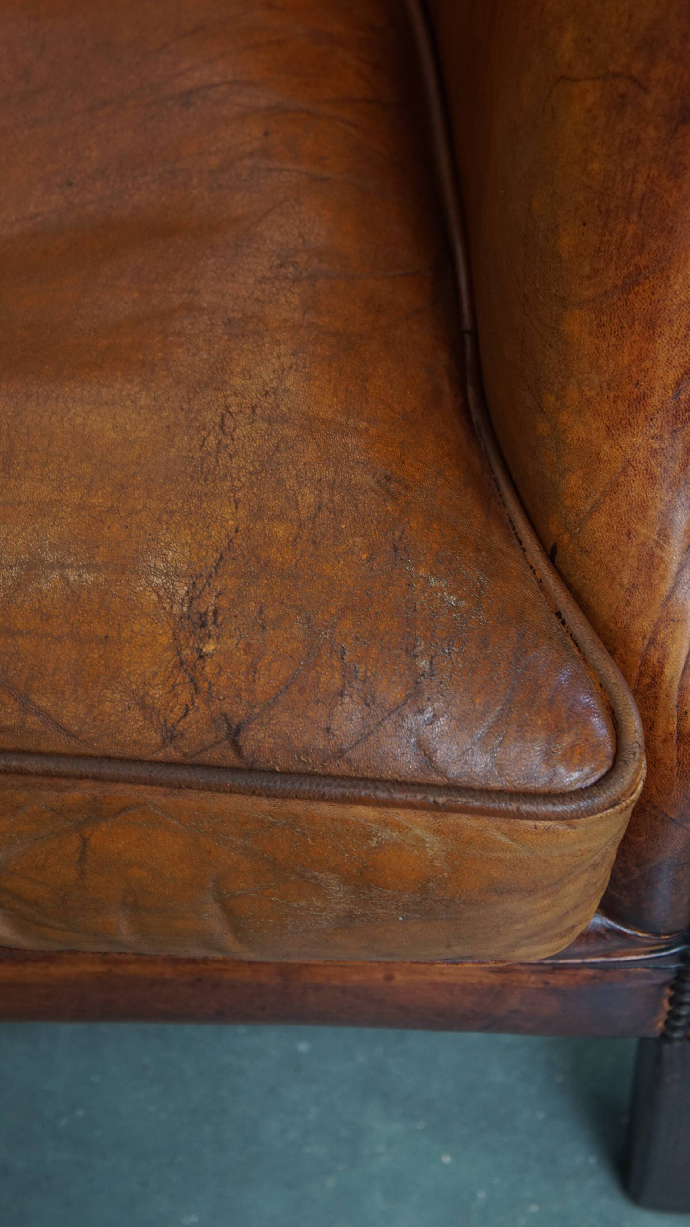 Sheepskin leather club chair