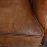 Sheepskin leather club chair