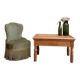 Petite table basse aux pieds tournés en chêne massif (rénovée)