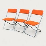 Framar folding chairs orange felt 1970