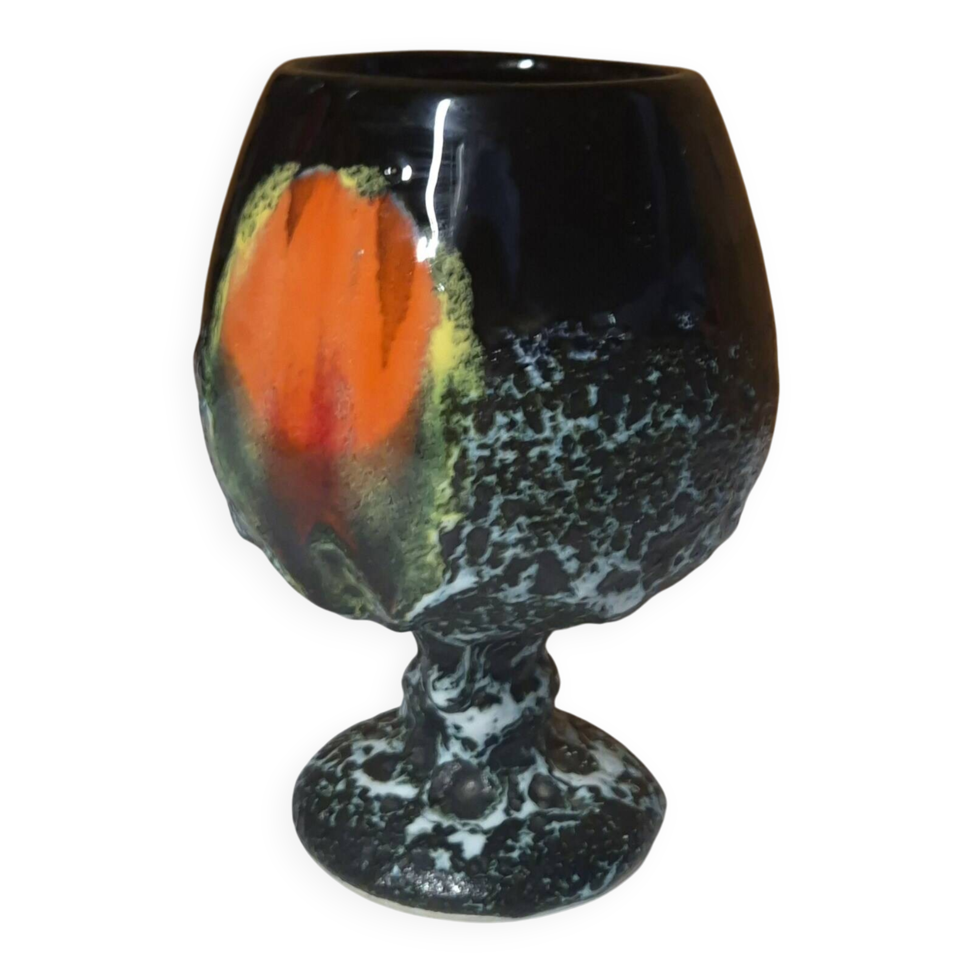 Vintage Vallauris ceramic bowl with glazed "fat lava" decoration