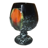 Vintage Vallauris ceramic bowl with glazed "fat lava" decoration