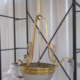 Lustre en laiton et pâte de verre Napoléon III