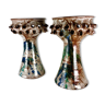 Pair of candle holders in vintage Danish ceramic 1970 signed