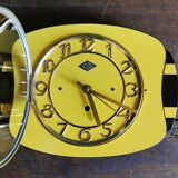 Vintage formica clock rectangular silent wall clock "Lora yellow black"