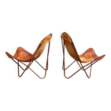 Vintage Leather Butterfly Chairs, Set of 2