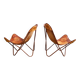Vintage Leather Butterfly Chairs, Set of 2