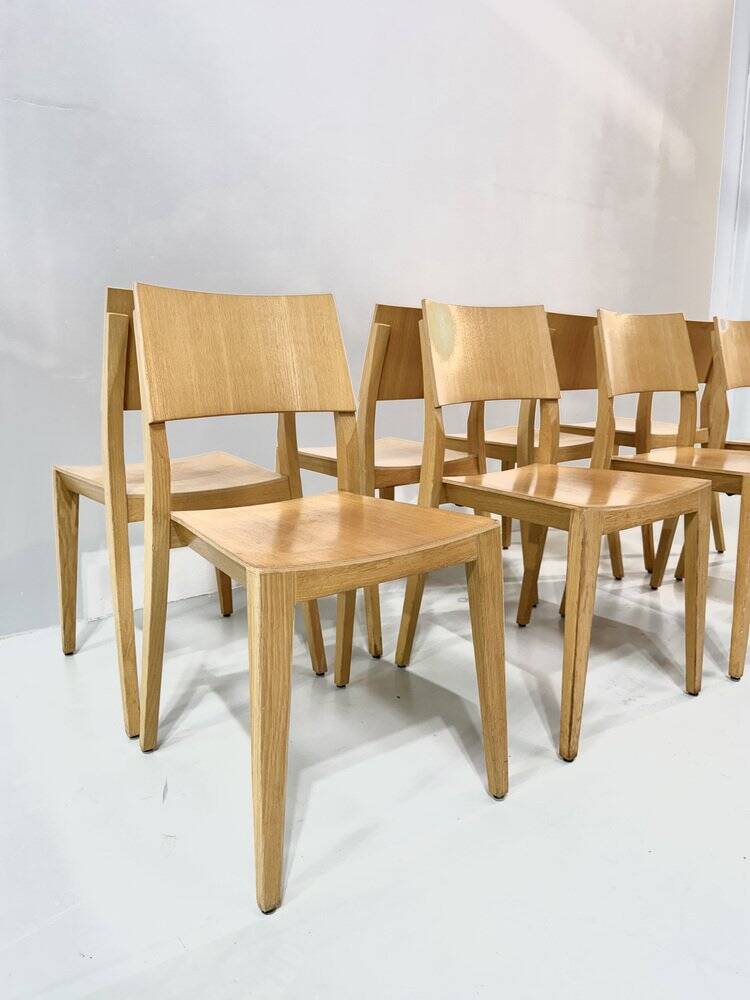 Vintage beech dining chairs, 1980s, set of 8