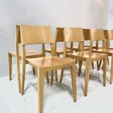 Vintage beech dining chairs, 1980s, set of 8