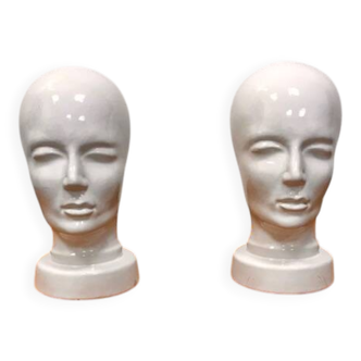 Rare set of 2 Scheurich ceramic heads, West Germany, 1950s-60s
