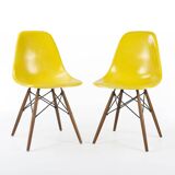 Yellow Pair (2) Herman Miller Original Eames DSW Side Shell Chairs