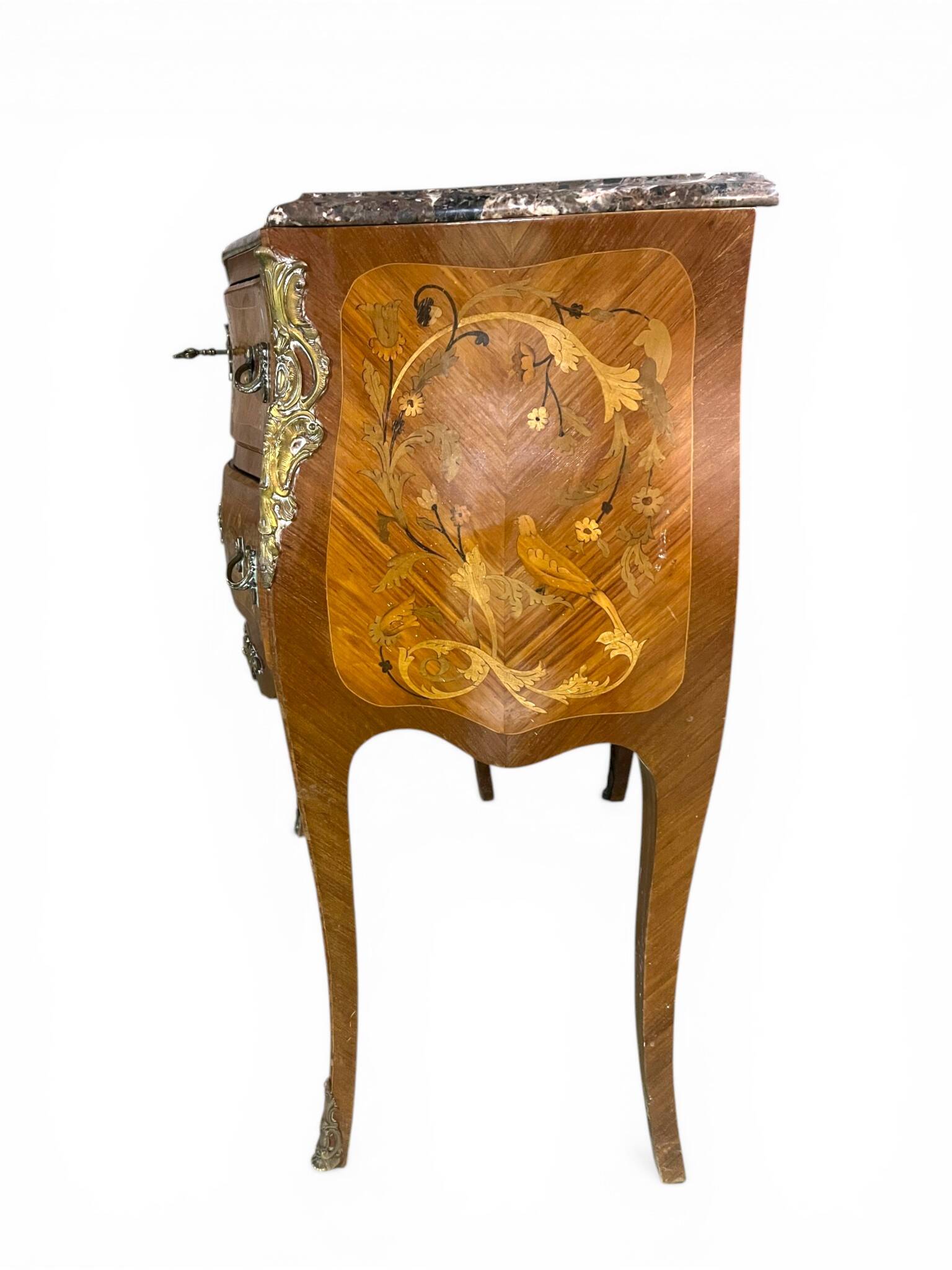 Curved veneered wooden commode in Louis XV / XX century style.