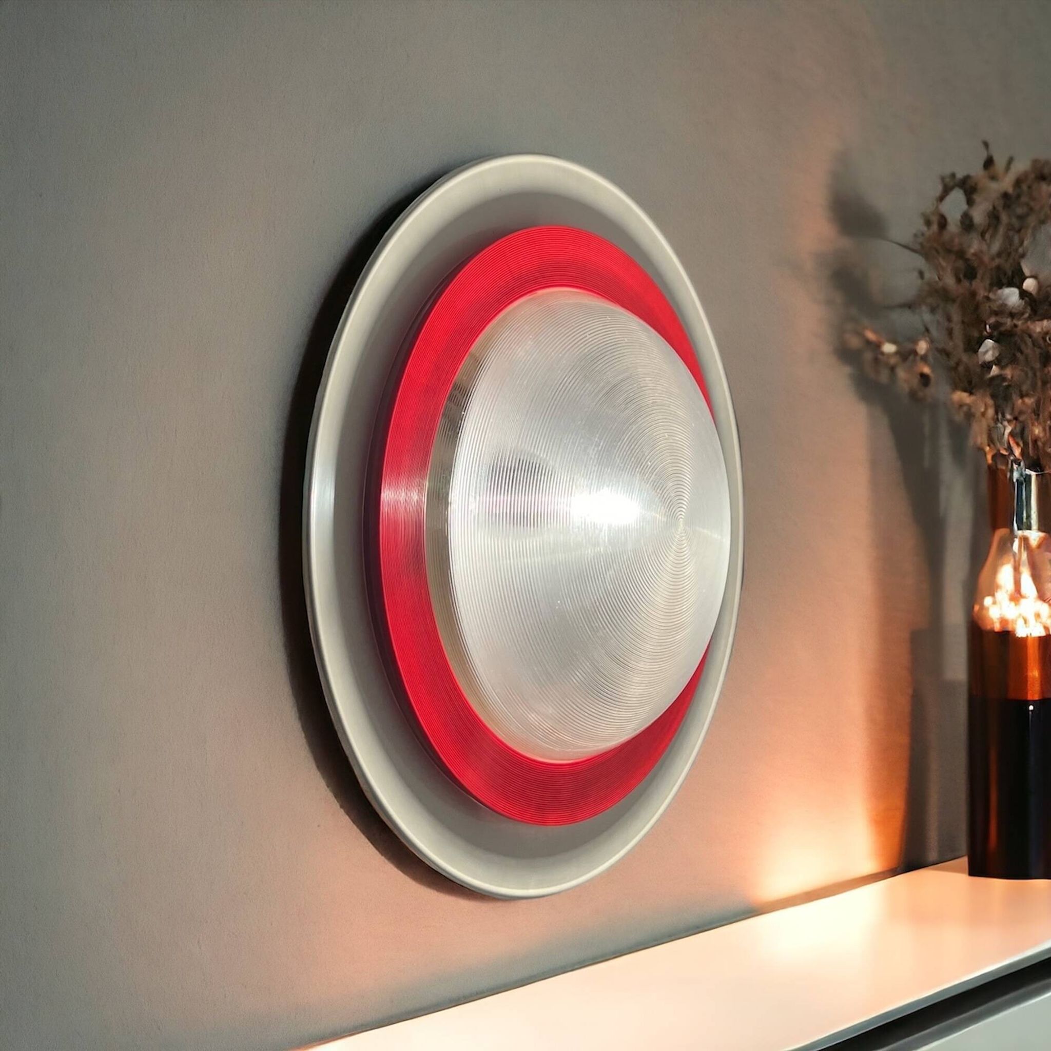 Luci Milano ‘Sat 50’ Flush Mount Lamp - Futuristic Design New Old Stock 80s