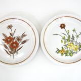 6 small white stoneware dessert plates - floral decoration - Country Charm Collection